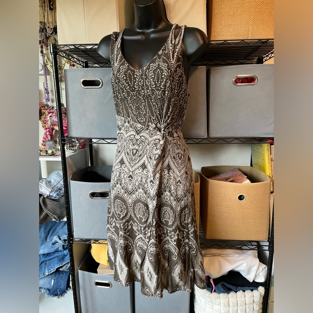 Athleta Brown and Cream Paisley Maxi Dress